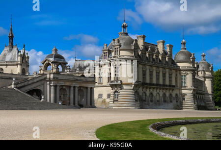 The castle of Chantilly is historical and architectural monument, France. Stock Photo