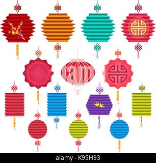 Chinese Lantern Collection. Chinese new year and mid autumn festival Stock Vector