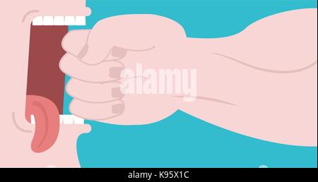 Punch on teeth. Fist in face to beat. Broken teeth. Fight vector illustration Stock Vector