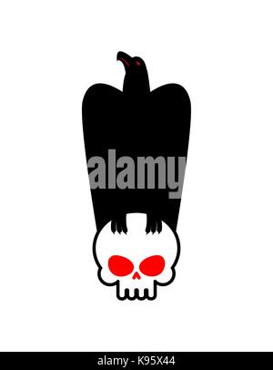 Eagle and skull template for emblem. Hawk logo. Vector illustration Stock Vector