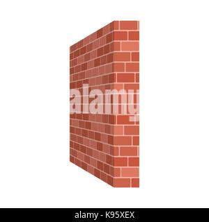 Brick wall perspective isolated on white background. Vector illustration Stock Vector