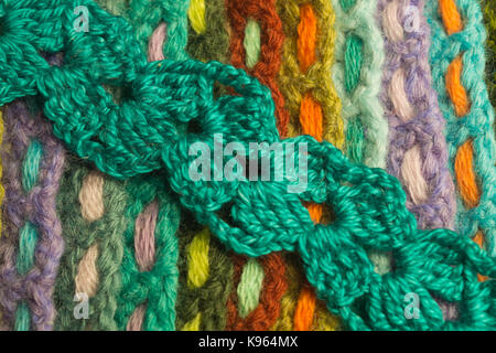 Handmade knitting wool texture background closeup needlework Stock Photo