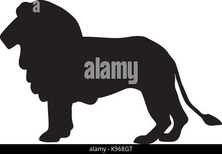 black and white vector silhouette of a lion Stock Vector