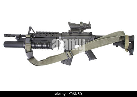 M4 carbine equipped with M203 grenade launcher Stock Photo