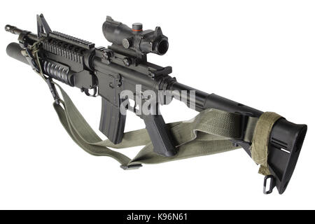 M4 carbine equipped with M203 grenade launcher Stock Photo