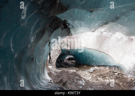 A view of a moulin inside Skaftafell Glacier. Stock Photo