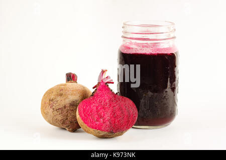 Beetroot juice on white background Stock Photo