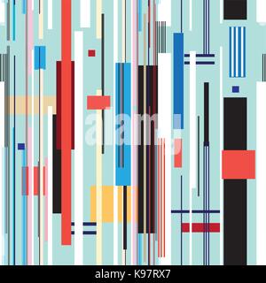 Geometric multicolored pattern from different stripes and rectangles Stock Vector