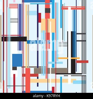 Geometric multicolored pattern from different stripes and rectangles Stock Vector