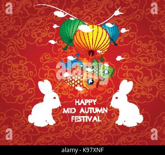 Chinese lantern festival. Carp lanterns design Stock Vector