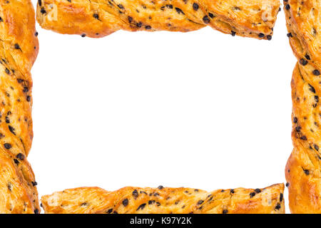 Close up of chocolate chip bread on white background Stock Photo