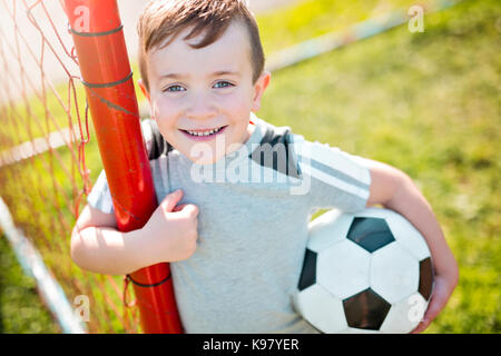 Young caucassian soccer player football Stock Photo