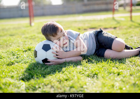 Young caucassian soccer player football Stock Photo