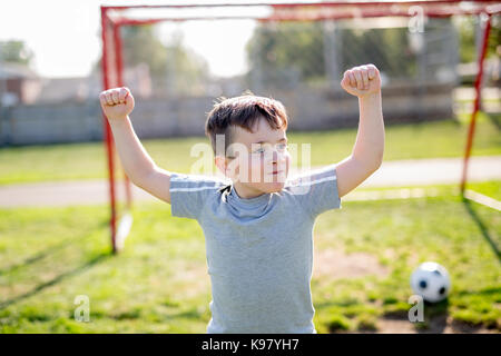 Young caucassian soccer player football Stock Photo