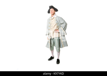 man dressed as a courtier or prince on white background Stock Photo