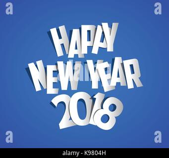 Letter Folding with Paper, Happy New Year 2018 Stock Vector