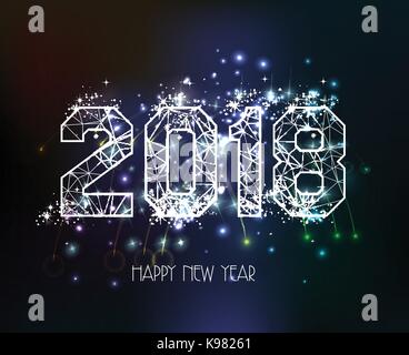 New Years 2018 polygonal line light Background Stock Vector