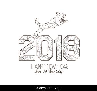 New Years 2018 polygonal line Background. Year of the dog Stock Vector