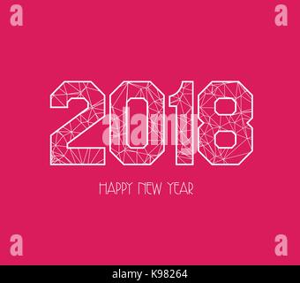 New Years 2018 polygonal line Background Stock Vector