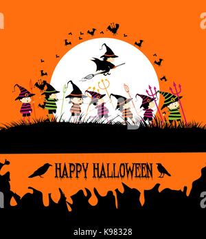 Happy Halloween party with kids Stock Vector