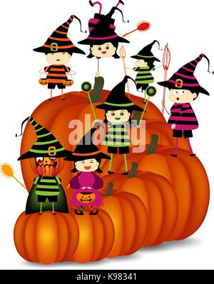 Halloween children wearing costume Stock Vector