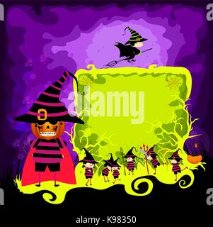 kids halloween magical frame Stock Vector