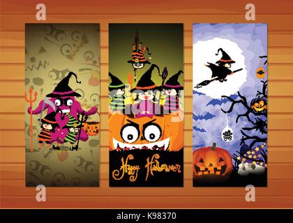 Three Halloween banners. Vector. Stock Vector