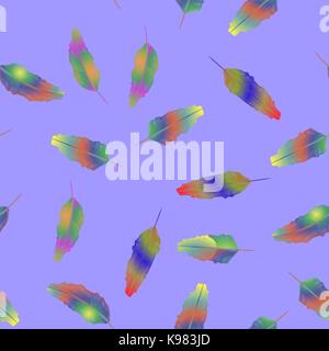 Colorful Feathers Seamless Pattern Stock Vector
