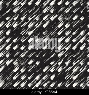 Vector seamless pattern with brush stripes and strokes. Black and white background with ink elements. Hand painted grunge texture. Stock Vector
