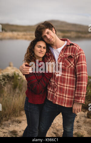 Portrait of romantic couple embracing each other Stock Photo