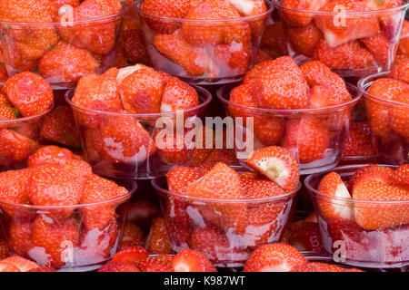 strawberries in plastic containers Stock Photo