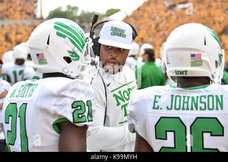 September 16, 2017: .North Texas Coach Tashard Choice talks to players during an NCAA Football game between the Iowa Hawkeyes and the North Texas Mean-Green Eagles at Kinnick Stadium in Cedar Rapids, Iowa .Manny Flores/CSM Stock Photo