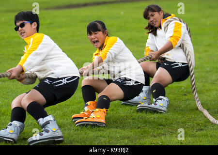 Southport, Merseyside, UK. 22nd Sep, 2017. Chinese team at the European Outdoor Tug of War Championships and 2017 World Junior and Under 23 Championships held at Carr Lane, Southport. The European Championships include four weight classes for mens tug of war teams and two weight classes for ladies tug of war teams, and include a mixed weight class with the teams competing consisting of four men and four women.  Teams have a maximum weight limit of 600 kilos in these events. Also known as war of tug, tug o' war, tug war, rope war, rope pulling, tug rope or tugging war.  Credit: MediaWorldImages Stock Photo