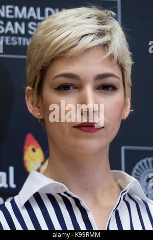 Actress Ursula Corbero at the press conference of 'Cinergia: Proyecto Tiempo' during the 65th San Sebastian Film Festival in San Sebastian, Spain, on 22 September, 2017. Stock Photo