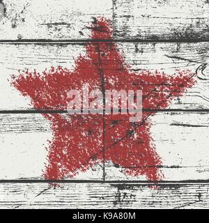 Bold Star Stamp wood Red Stock Vector