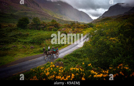 Jolly Jaunting Cart as It Passes through The Gap of Dunloe Stock Photo