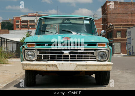 Classic 1960's Ford V8 Twin Beam 100 pick-up truck in West Bottoms, Kansas City, USA Stock Photo