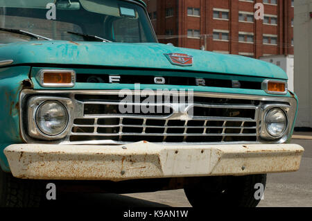 Classic 1960's Ford V8 Twin Beam 100 pick-up truck in West Bottoms, Kansas City, USA Stock Photo