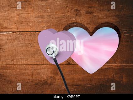 Digital composite of Heart with stethoscope Stock Photo