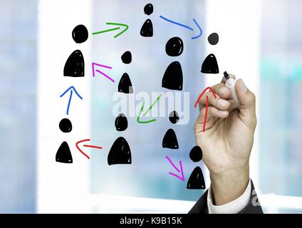 Digital composite of Hand-drawn people profile icons with hand writing Stock Photo