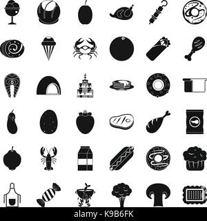 Autumn food icons set, simle style Stock Vector
