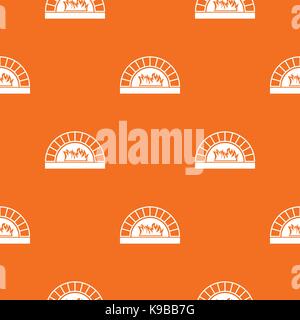 Pizza oven with fire pattern seamless Stock Vector
