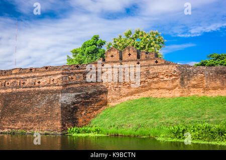 Chiang Mai, Thailand old city ancient wall and moat. Stock Photo