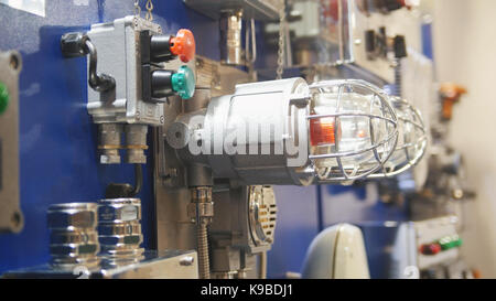 Gas leak detector control panel and fire alarm lighting Stock Photo