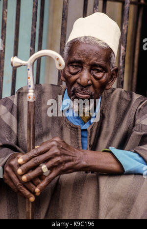 Samatiguila, Ivory Coast, Cote d'Ivoire.  Village Muslim Elder. Stock Photo