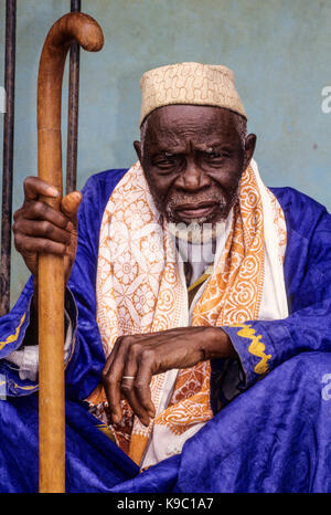 Samatiguila, Ivory Coast, Cote d'Ivoire.  Village Muslim Elder. Stock Photo