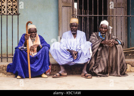 Samatiguila, Ivory Coast, Cote d'Ivoire.  Village Muslim Elders. Stock Photo