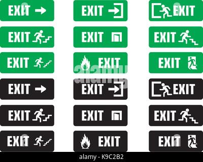 Exit escape informative signs Stock Vector