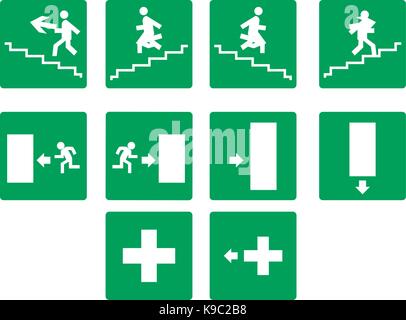 Exit escape informative signs Stock Vector