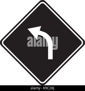 Left turn ahead warning information sign Stock Vector Image & Art - Alamy